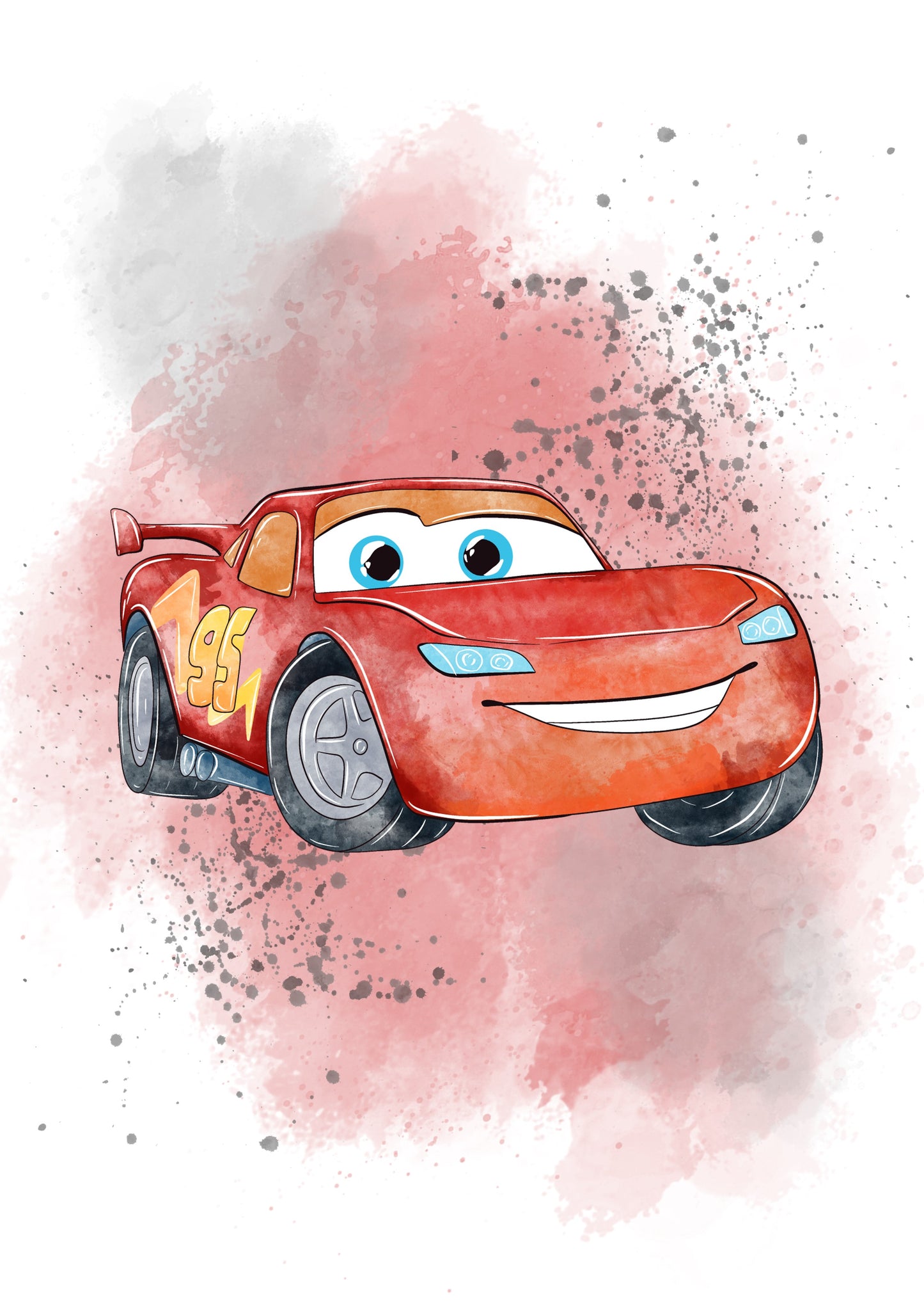 Disney Pixar Cars Watercolour Set of 4 Prints Wall Art