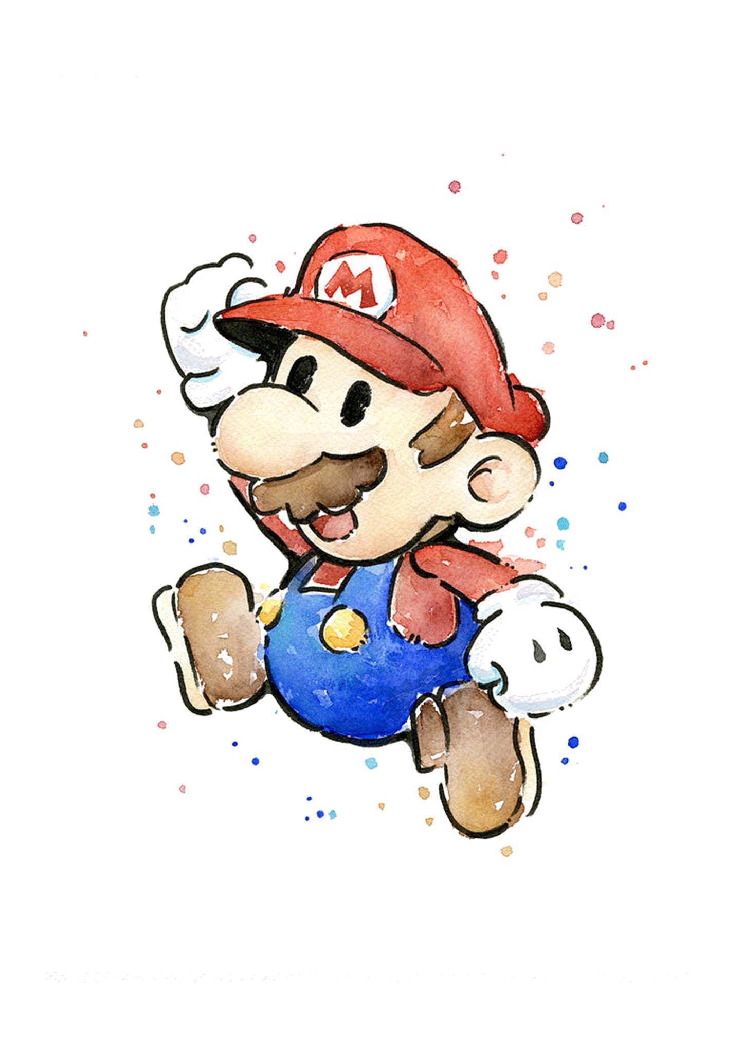 Super Mario Watercolour Set of 4 Prints Wall Art