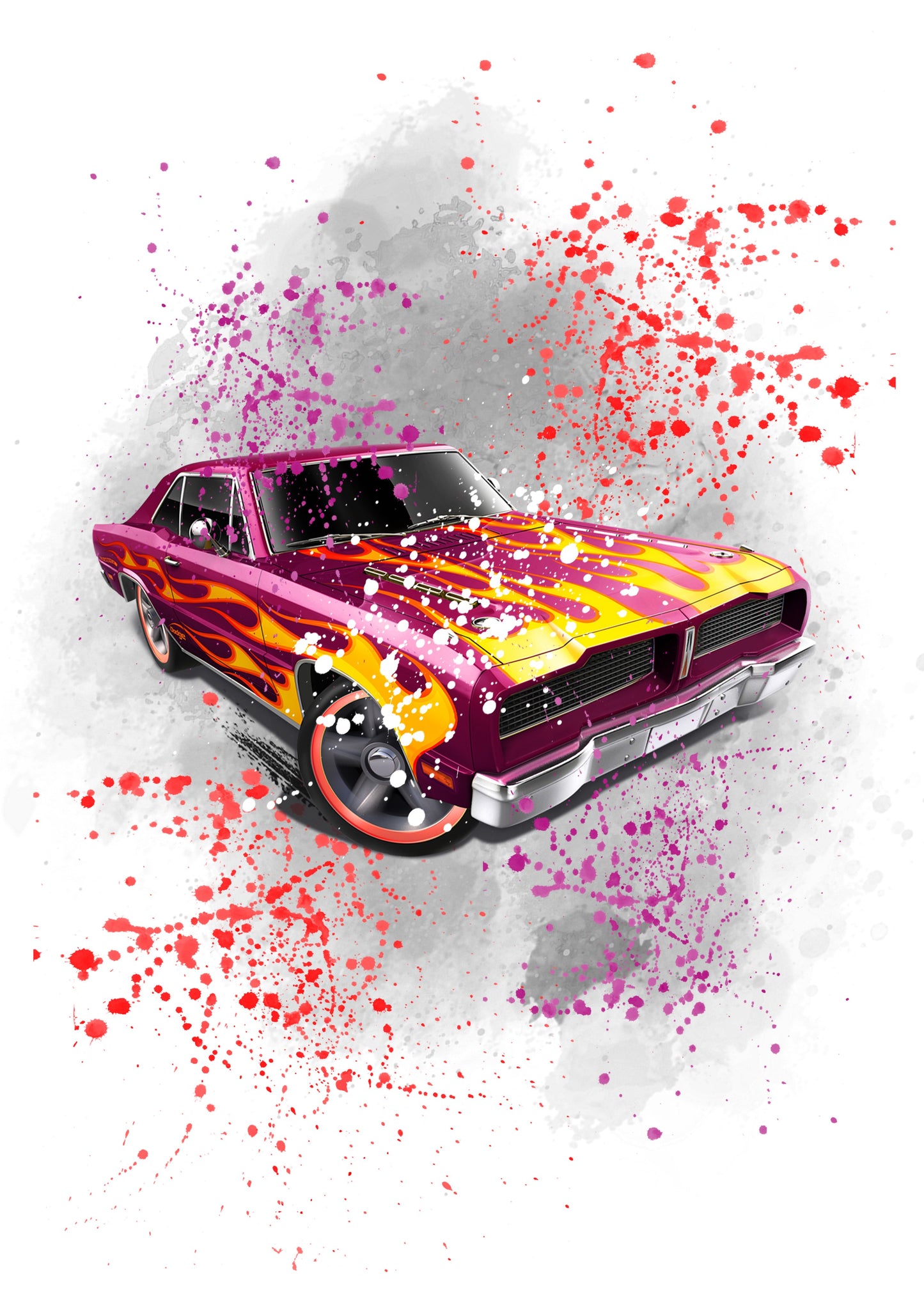 Hot Wheels Cars  Watercolour Splash Second Set of 4 Prints Wall Art