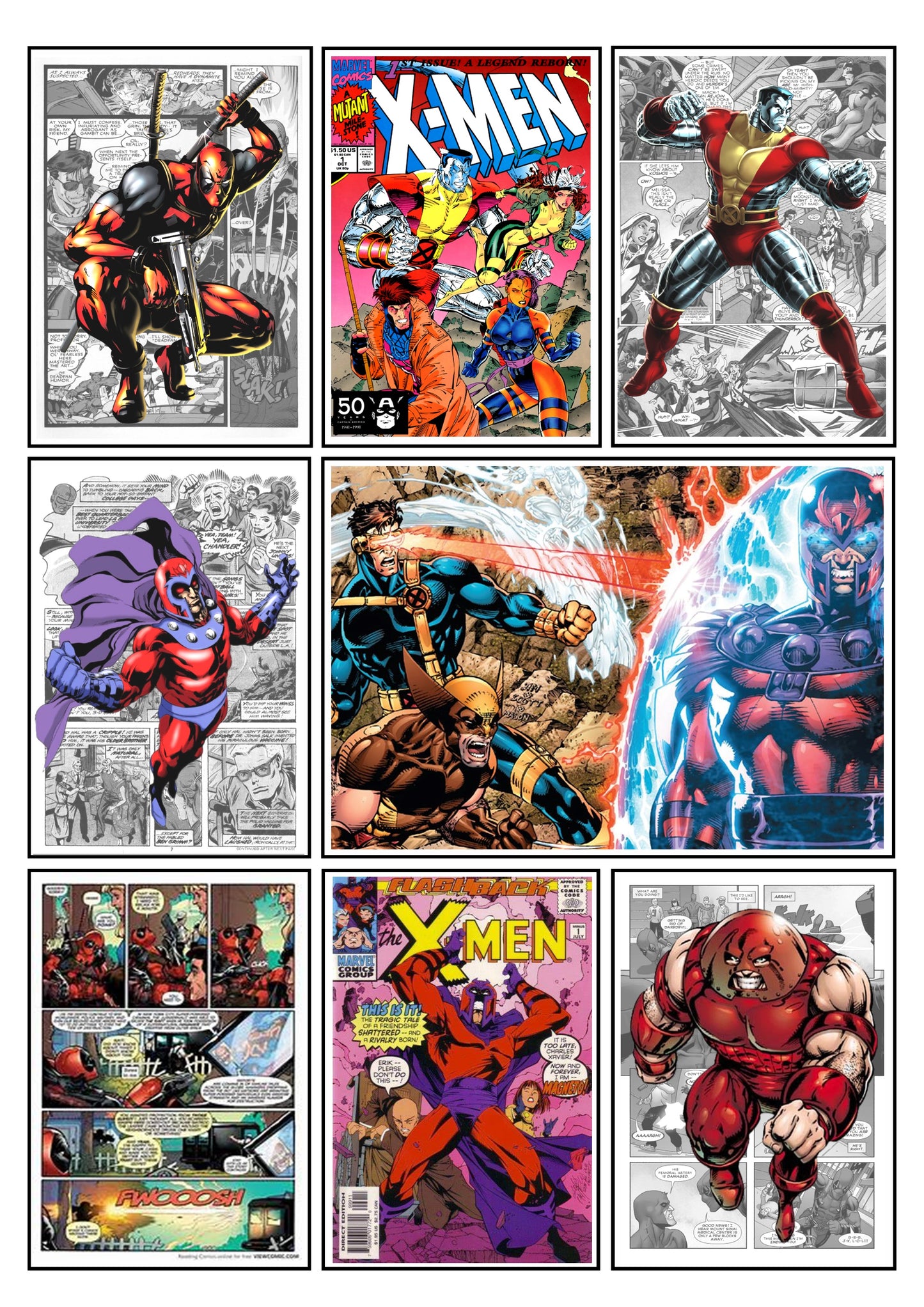 Marvel X Men Comic Strip Set of 4 Prints Art Work